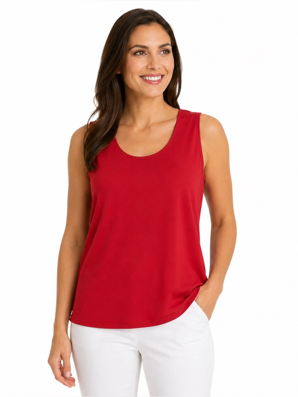 Kim Rogers Red Sleeveless Stretch Tank Top Made USA XL